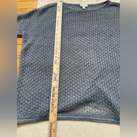 Garnet Hill Featherweight Cashmere Cropped Boxy Sweater XS Relaxed Fit Blue - Picture 8 of 8